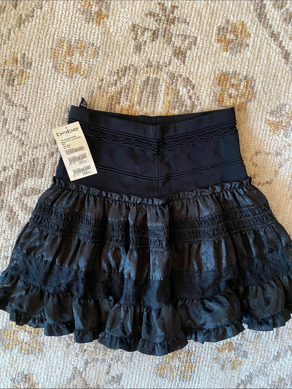 bebe Black Tiered Ruffle Skirt